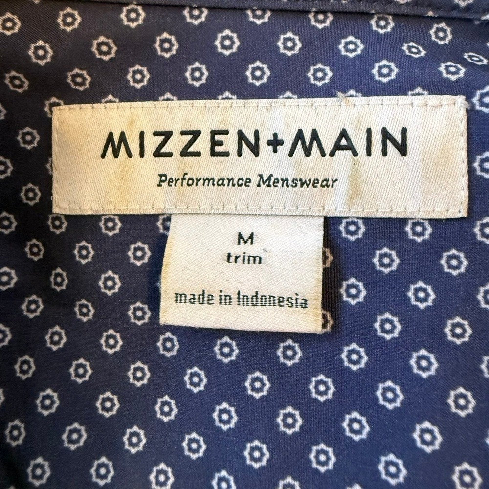 Mizzen and Main Mens Blue‎ Geometric Print Performance Dress Shirt Size M Trim - Picture 5 of 10